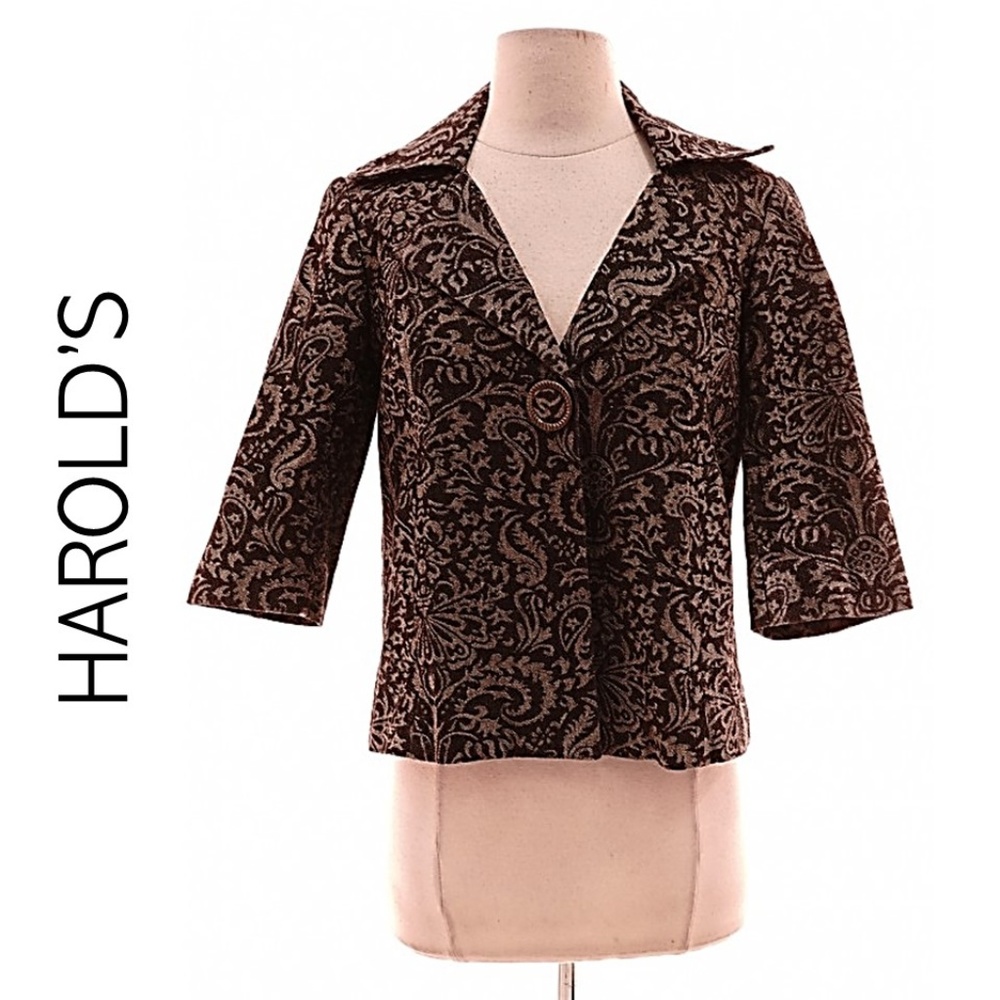 NWT HAROLD'S BLACK FLORAL PRINT JACKET